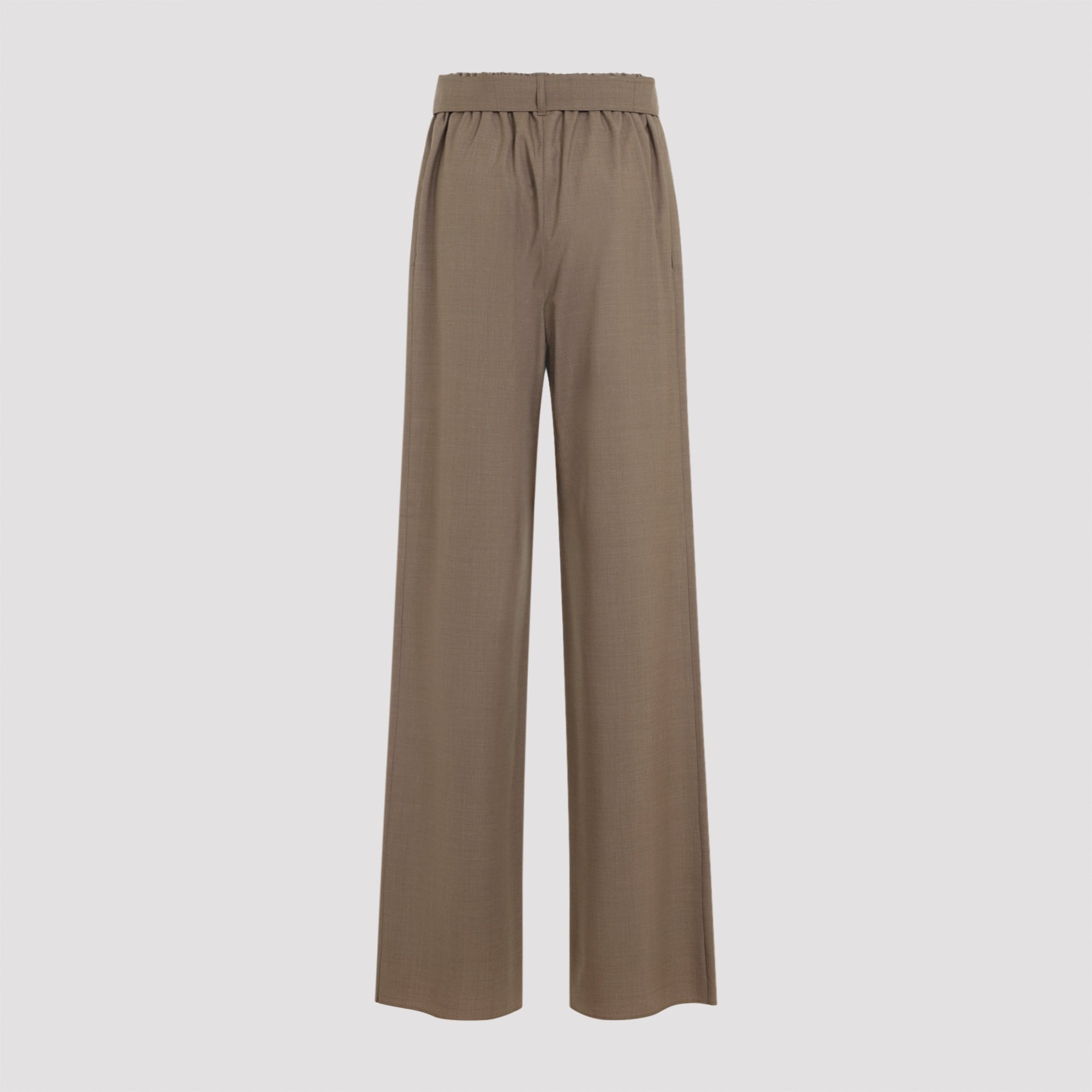 High-Waist Wide-Leg Trousers With Fabric Belt Detail