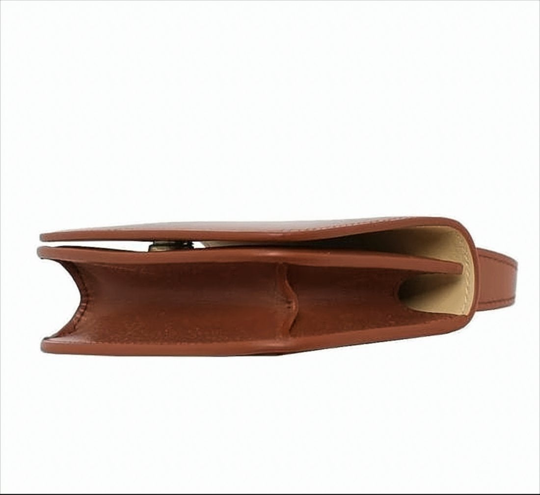 Structured Brown Calf Leather Shoulder Bag