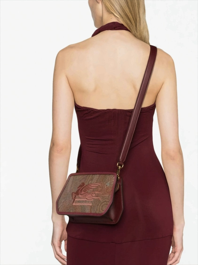 Textured Burgundy Paisley Crossbody Bag