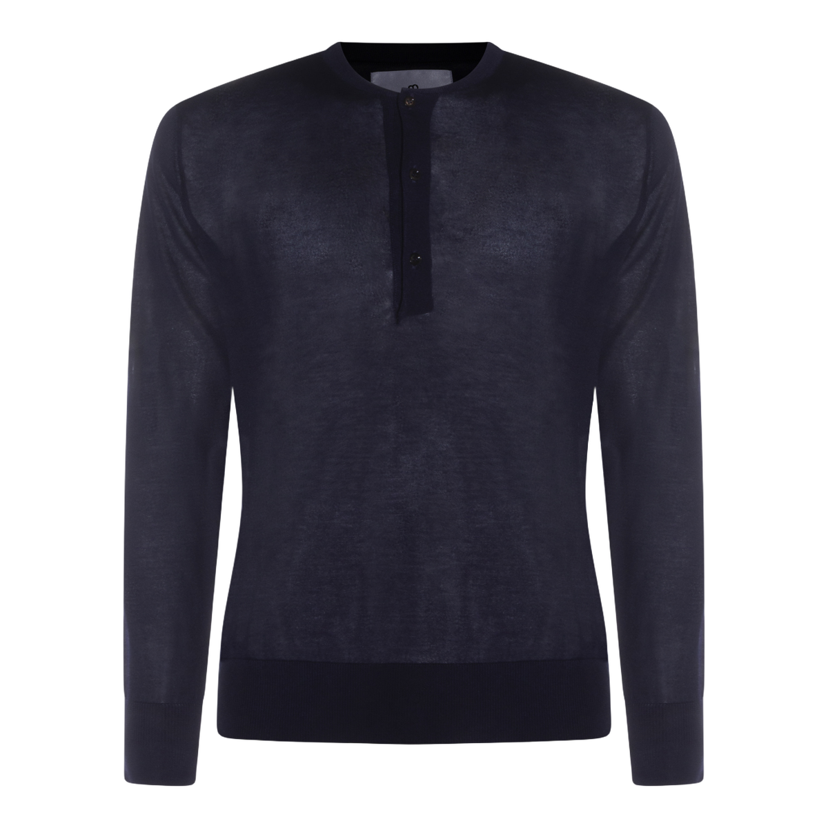 Lightweight Navy Blue Sweater With Button Placket