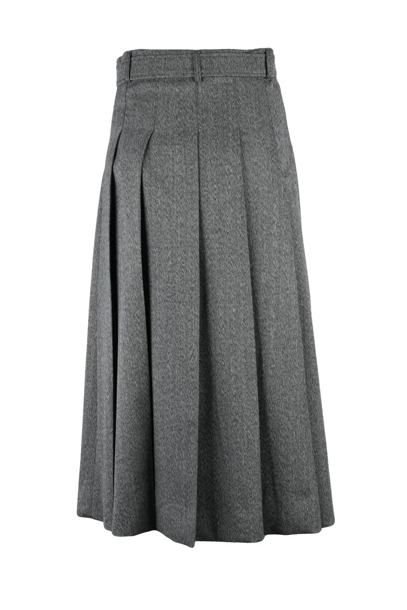 Midi Pleated Skirt - Grey