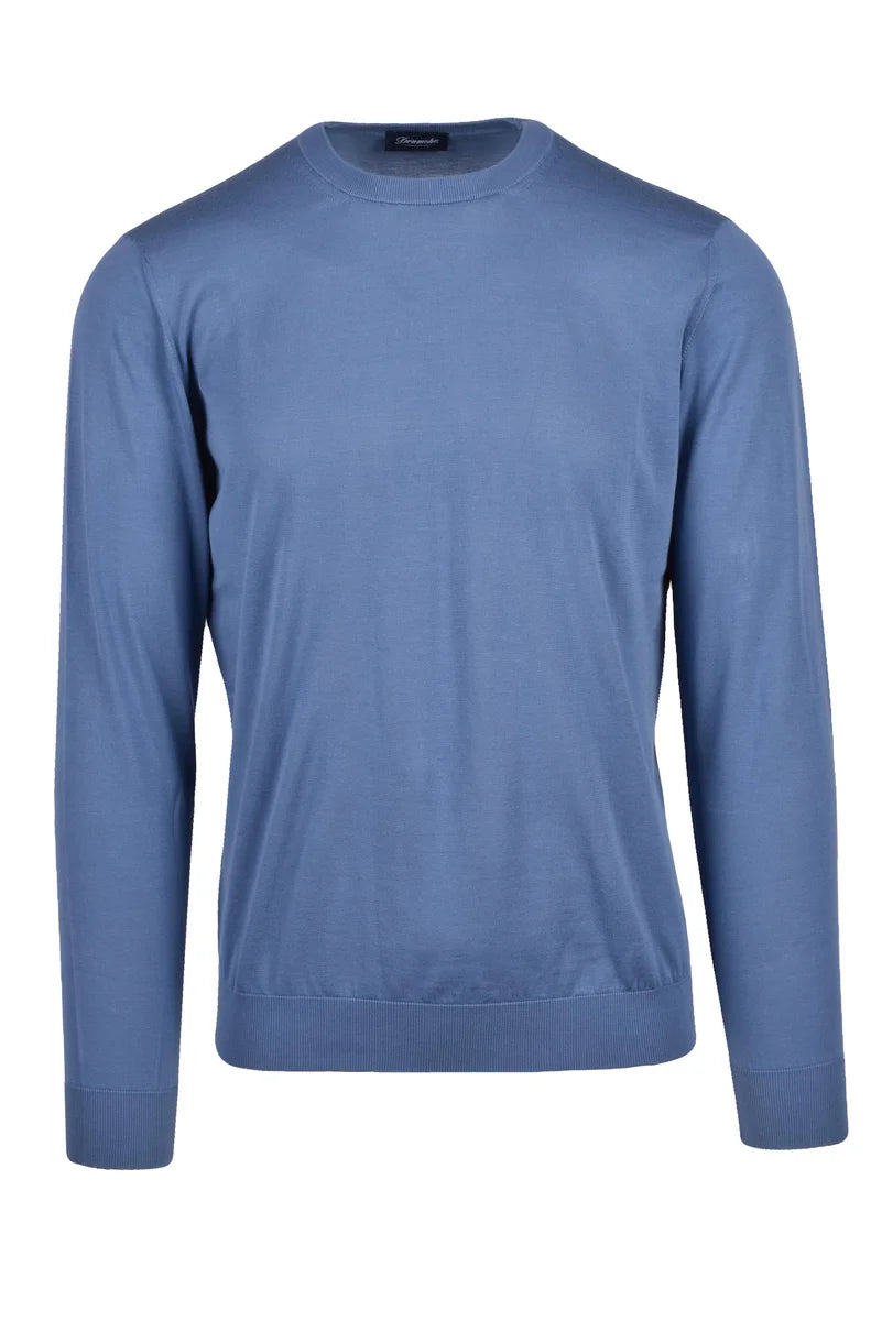 Cotton Crew Neck Sweater - Blue