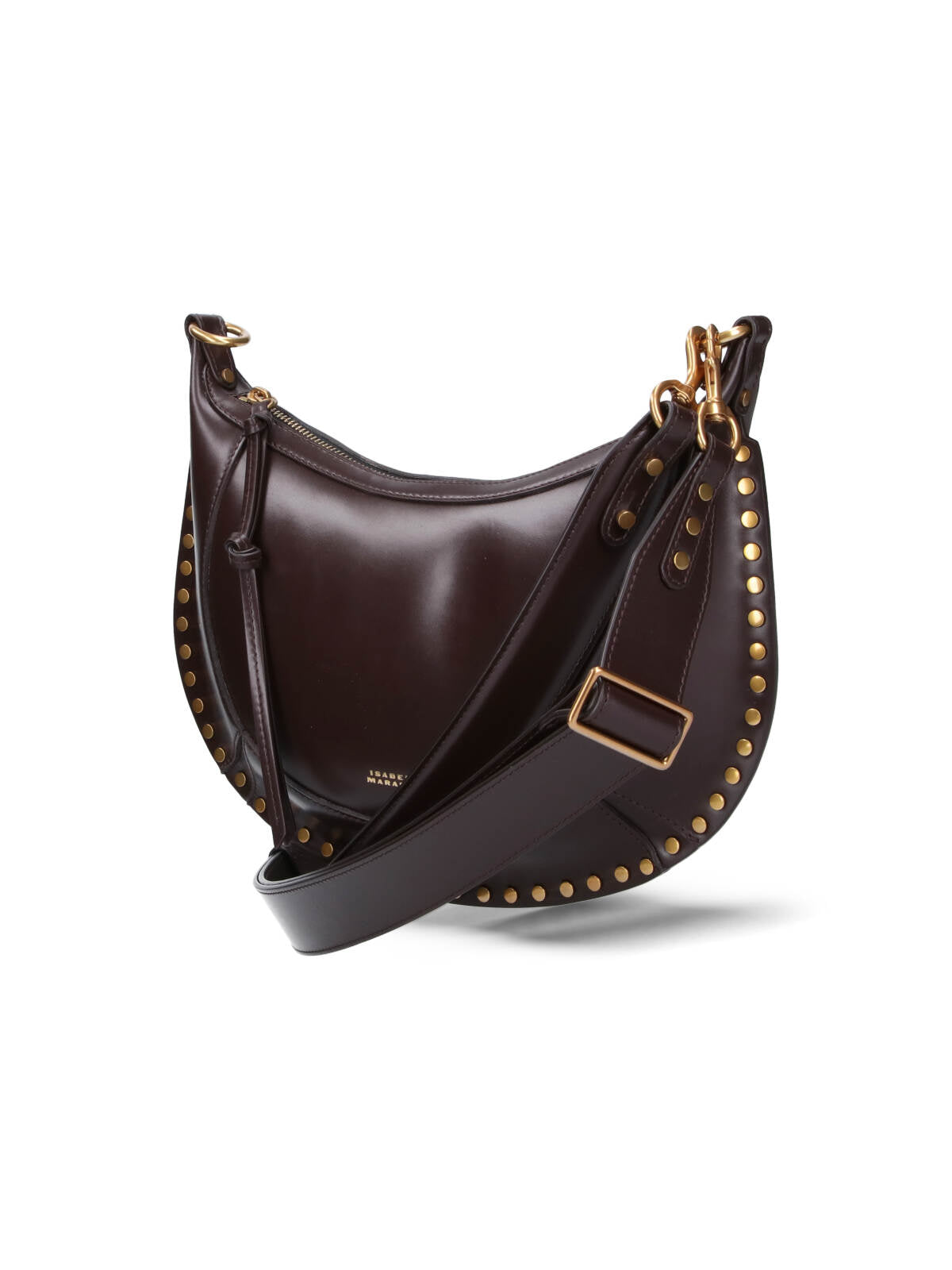 Crescent-Shaped Shoulder Bag in Dark Brown Leather