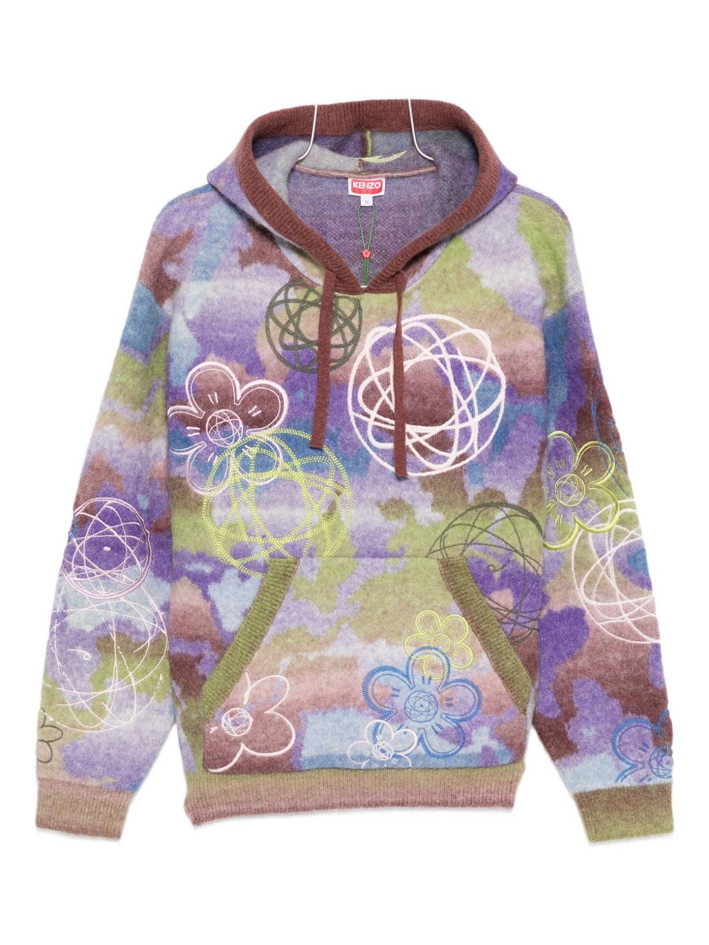Multicolor Abstract Floral and Geometric Pattern Hoodie