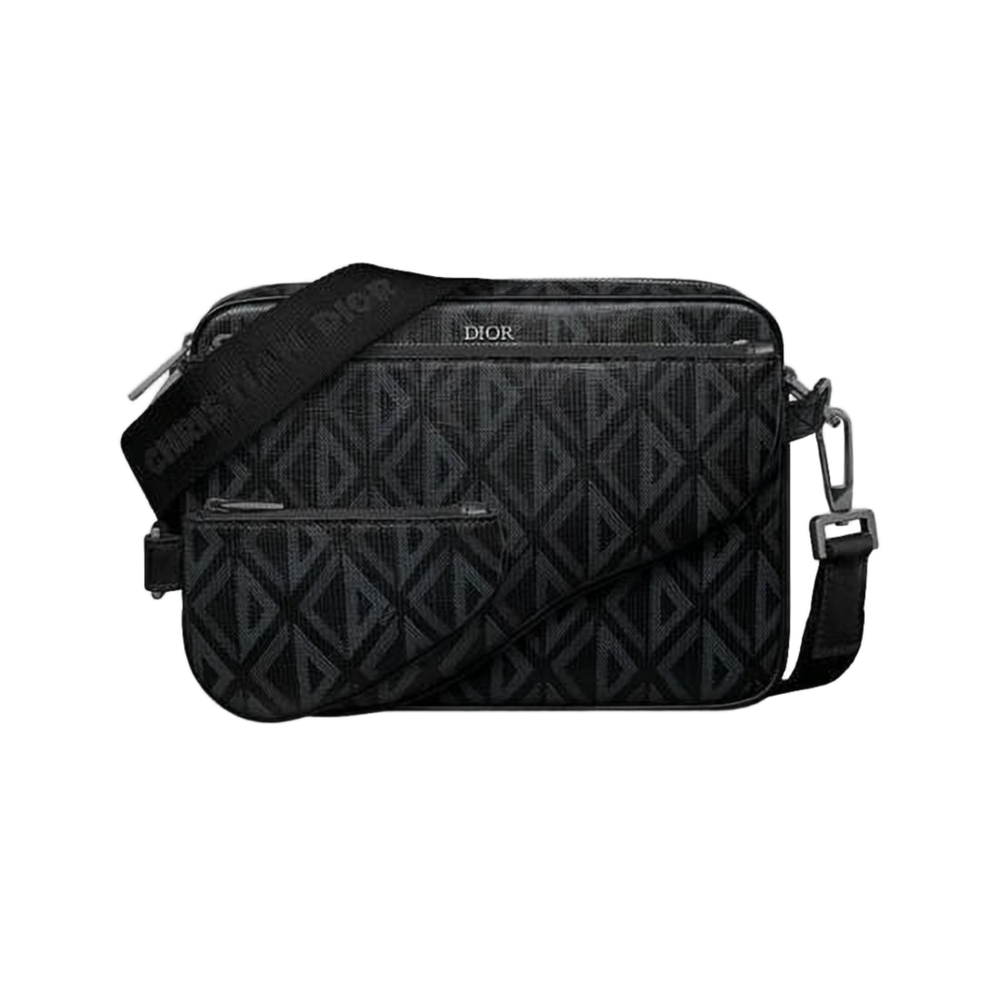 Rectangular Canvas Crossbody Bag with Geometric Pattern