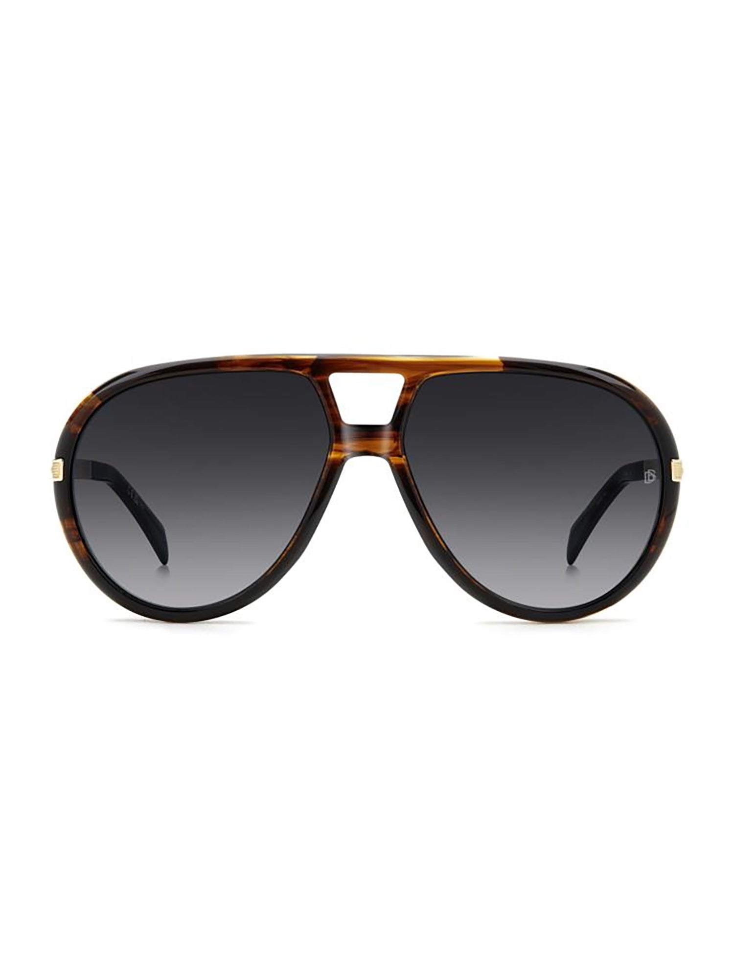 Brown Acetate Aviator Sunglasses with Gold Accents