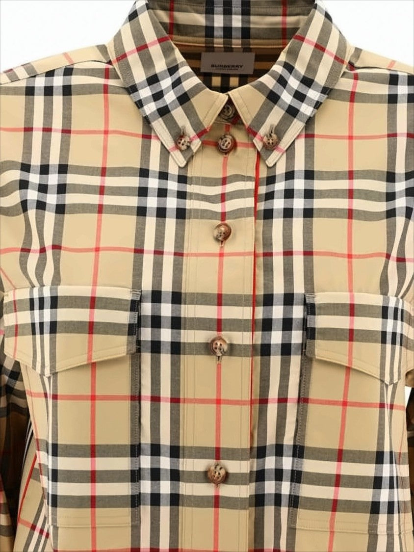 Plaid Pattern Button-Up Blouse