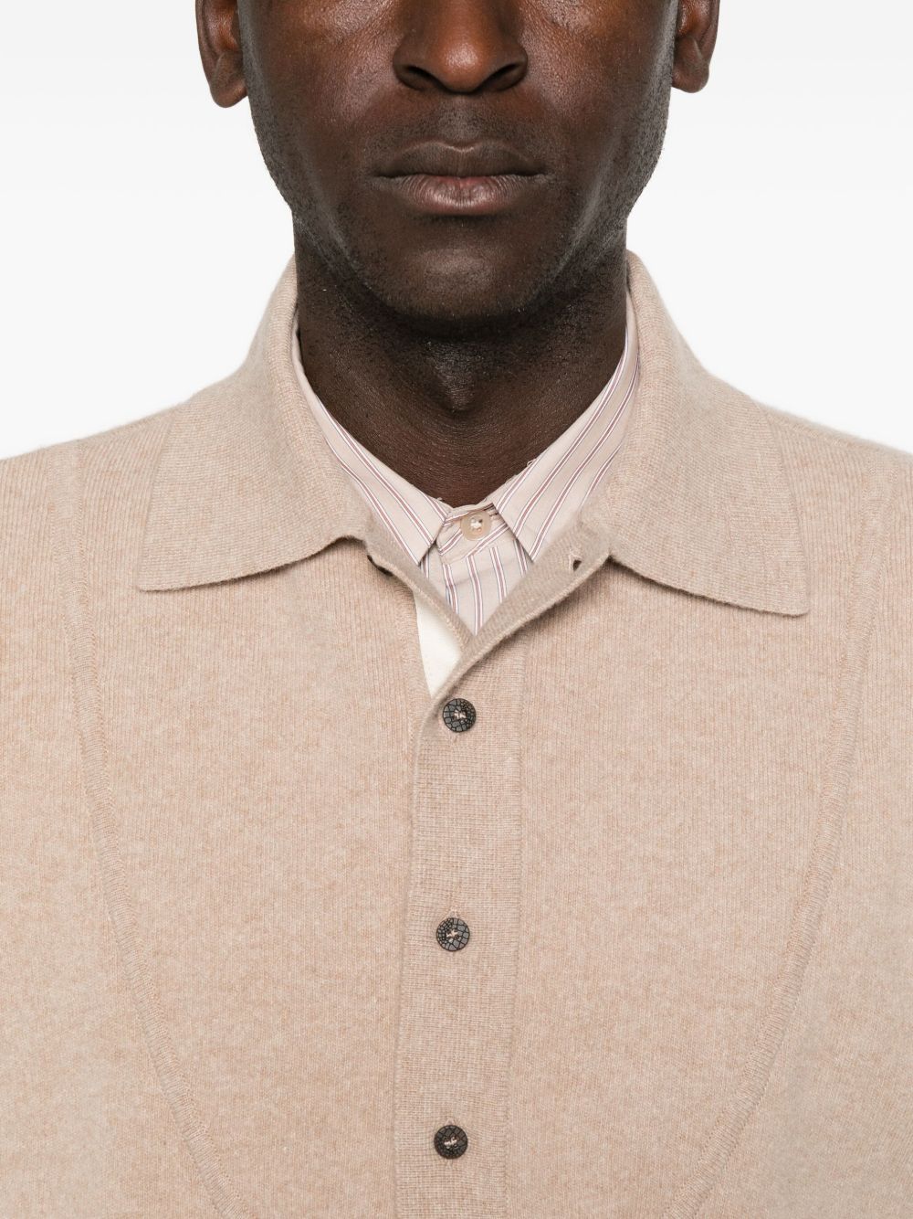 Polo Neck Sweater in Beige Wool-Cashmere Blend