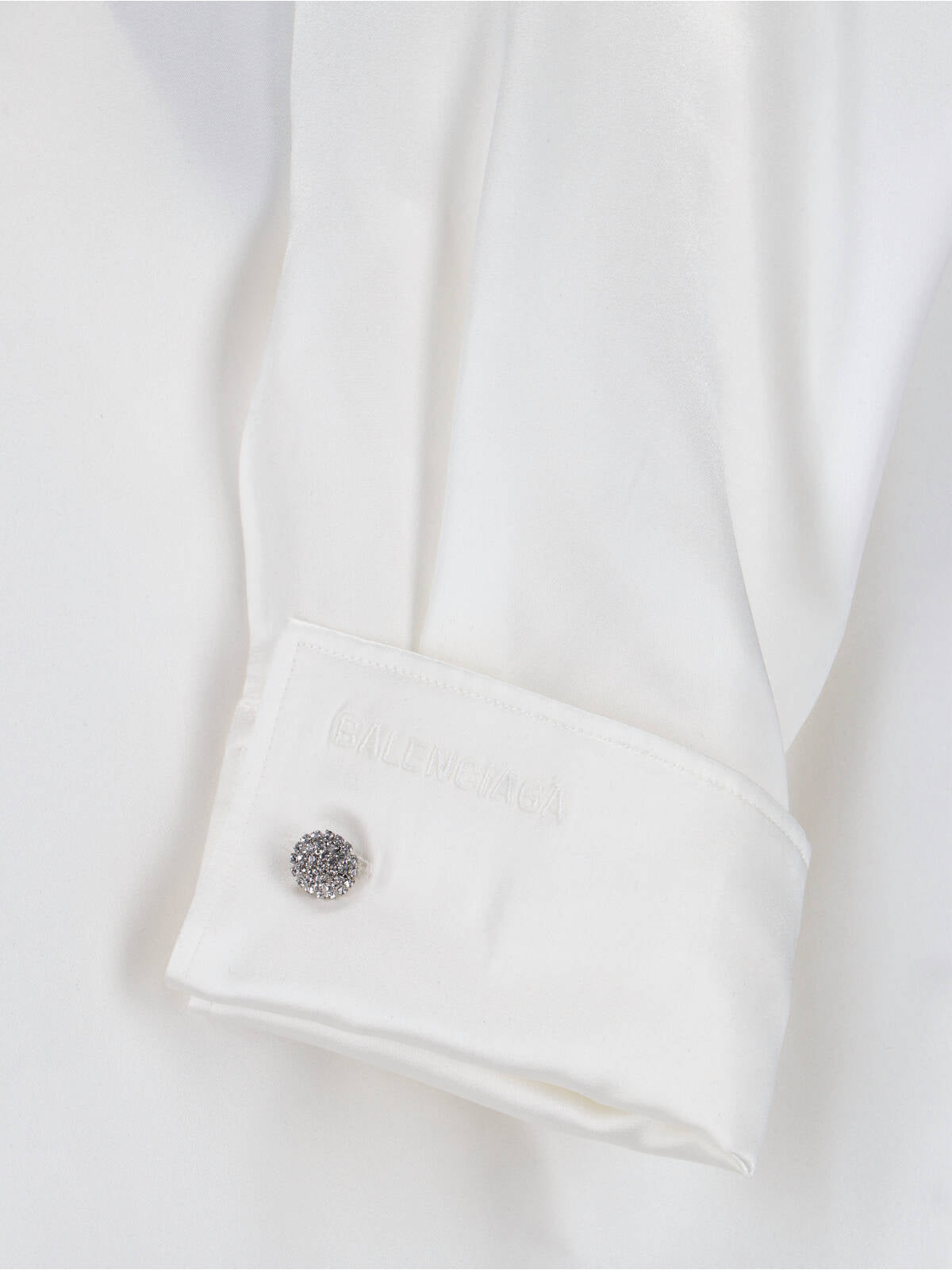 White Silk Shirt with Waist Detail