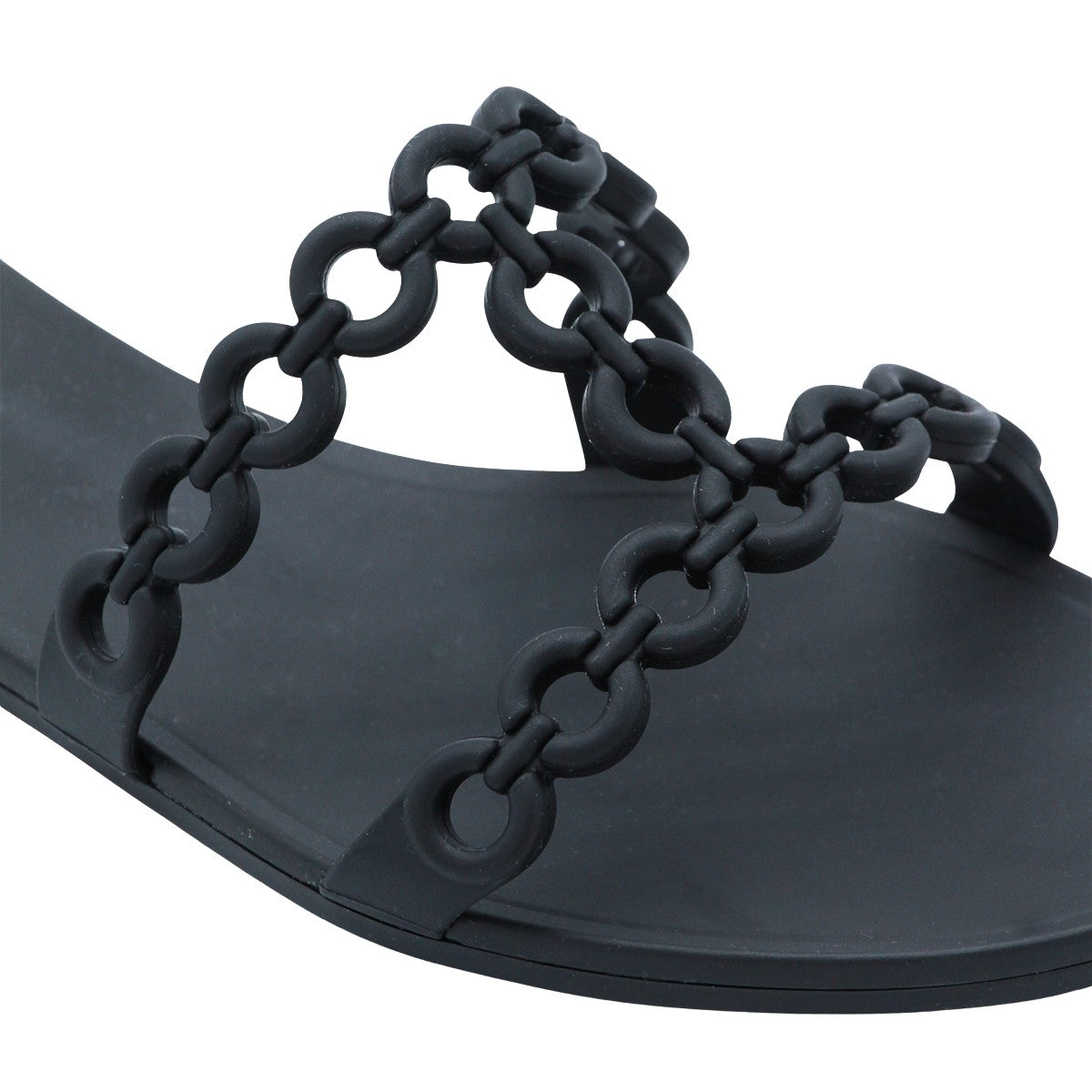 Black Flats with Chain-Link Straps