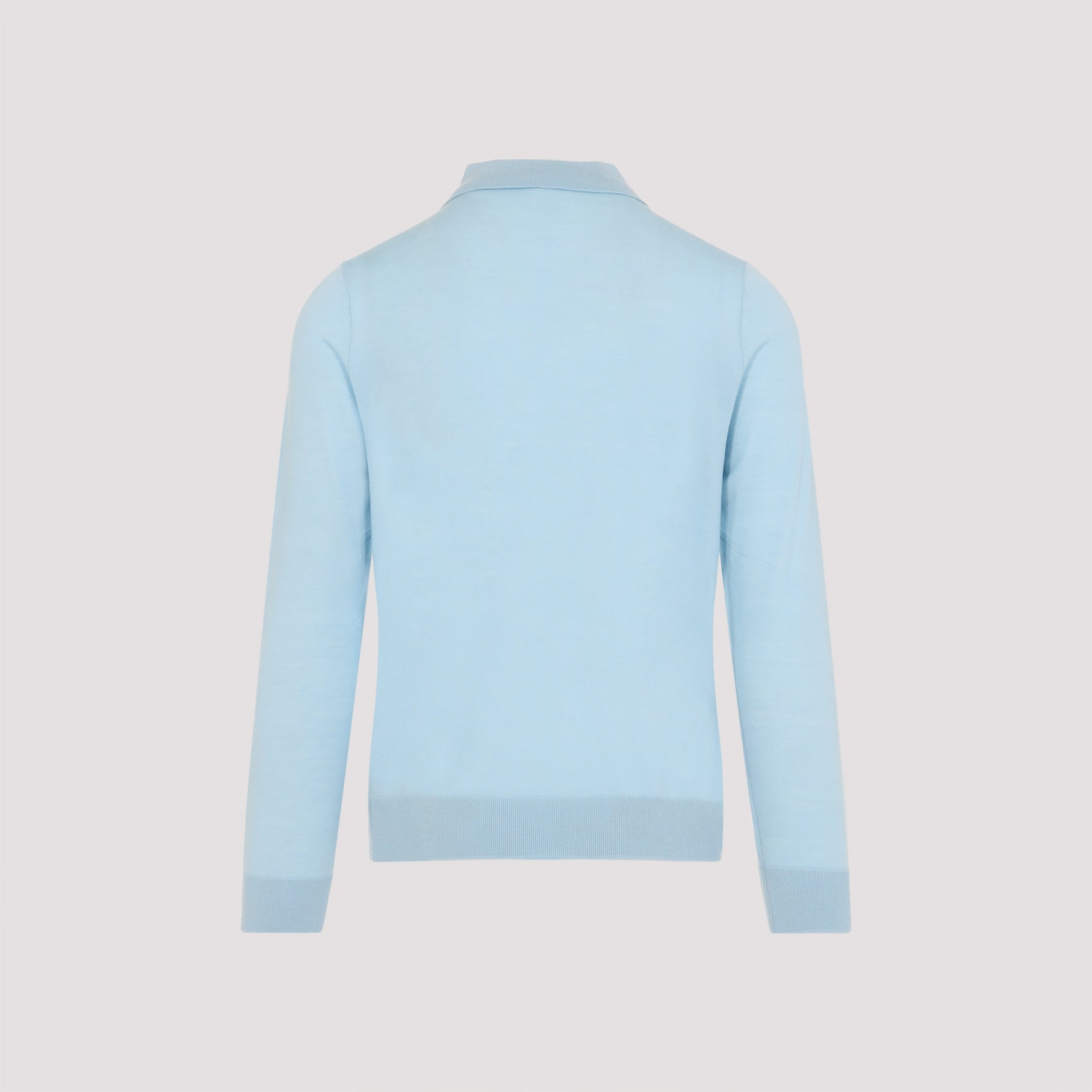 Concealed Button Merino Wool Polo Sweater
