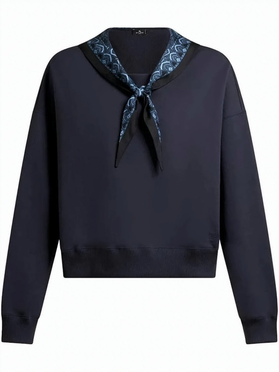 Cropped Long-Sleeved Top with Scarf Detail