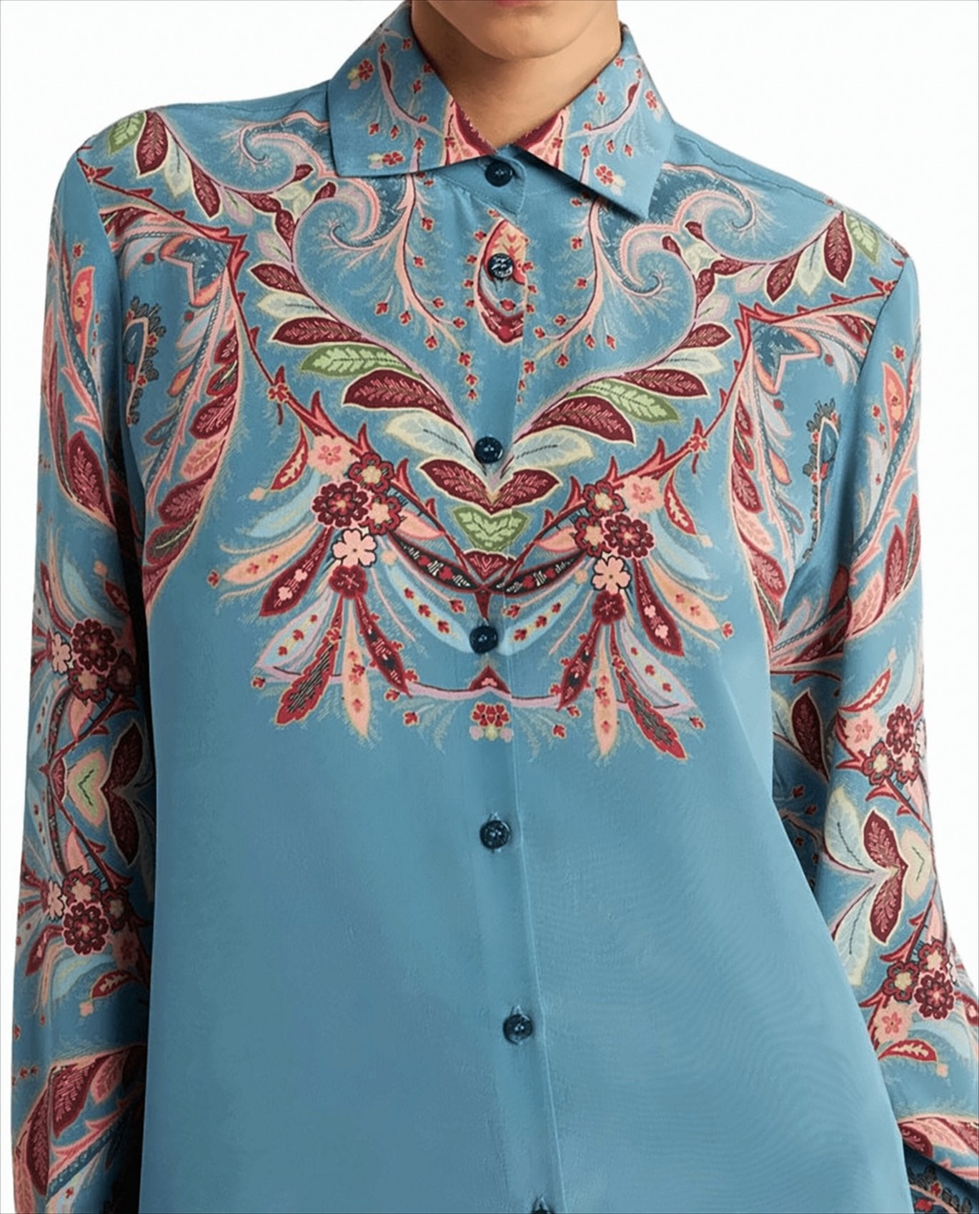 Paisley-Printed Silk Crêpe de Chine Blouse