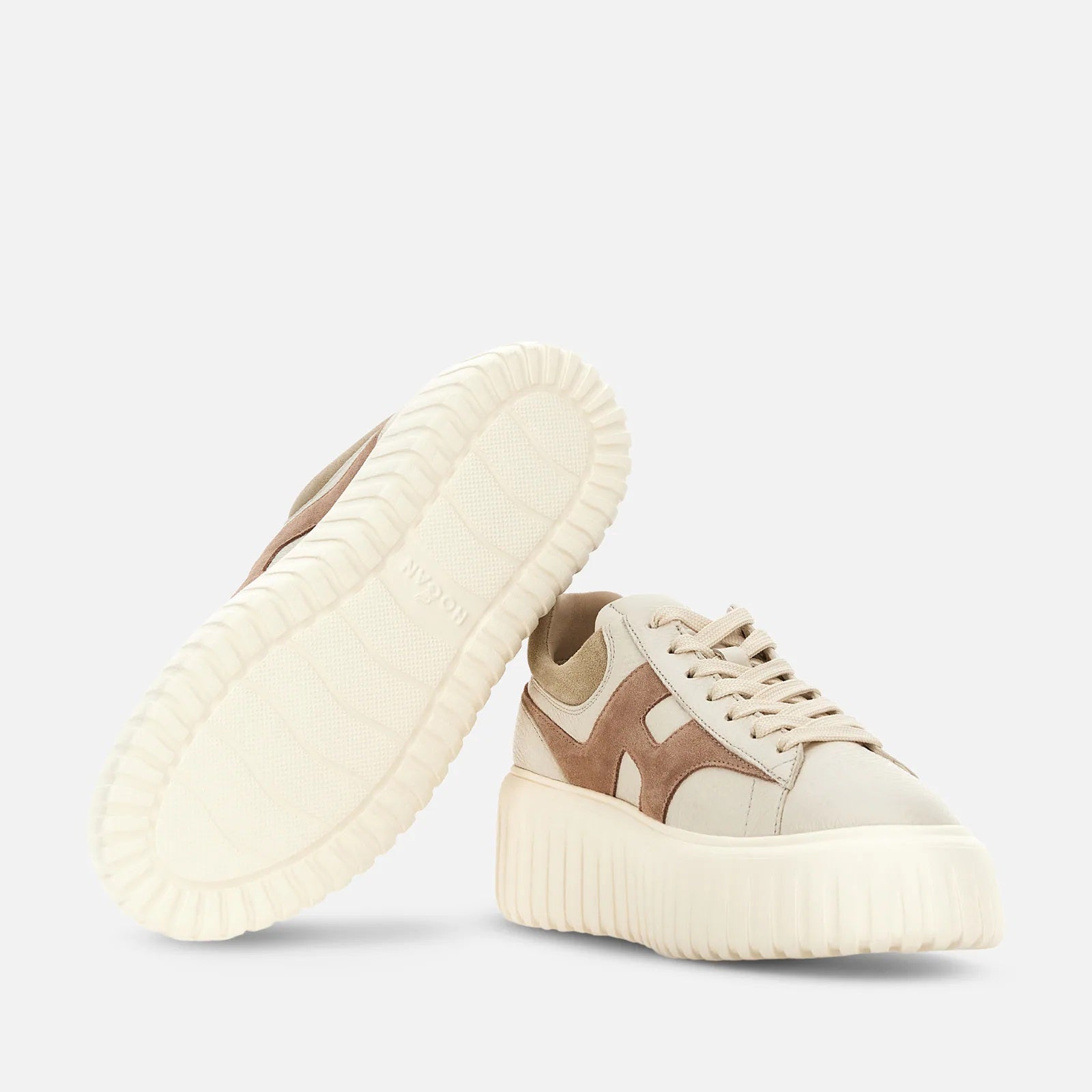 H-Stripes Lace-Up Sneakers in Calfskin and Sheepskin