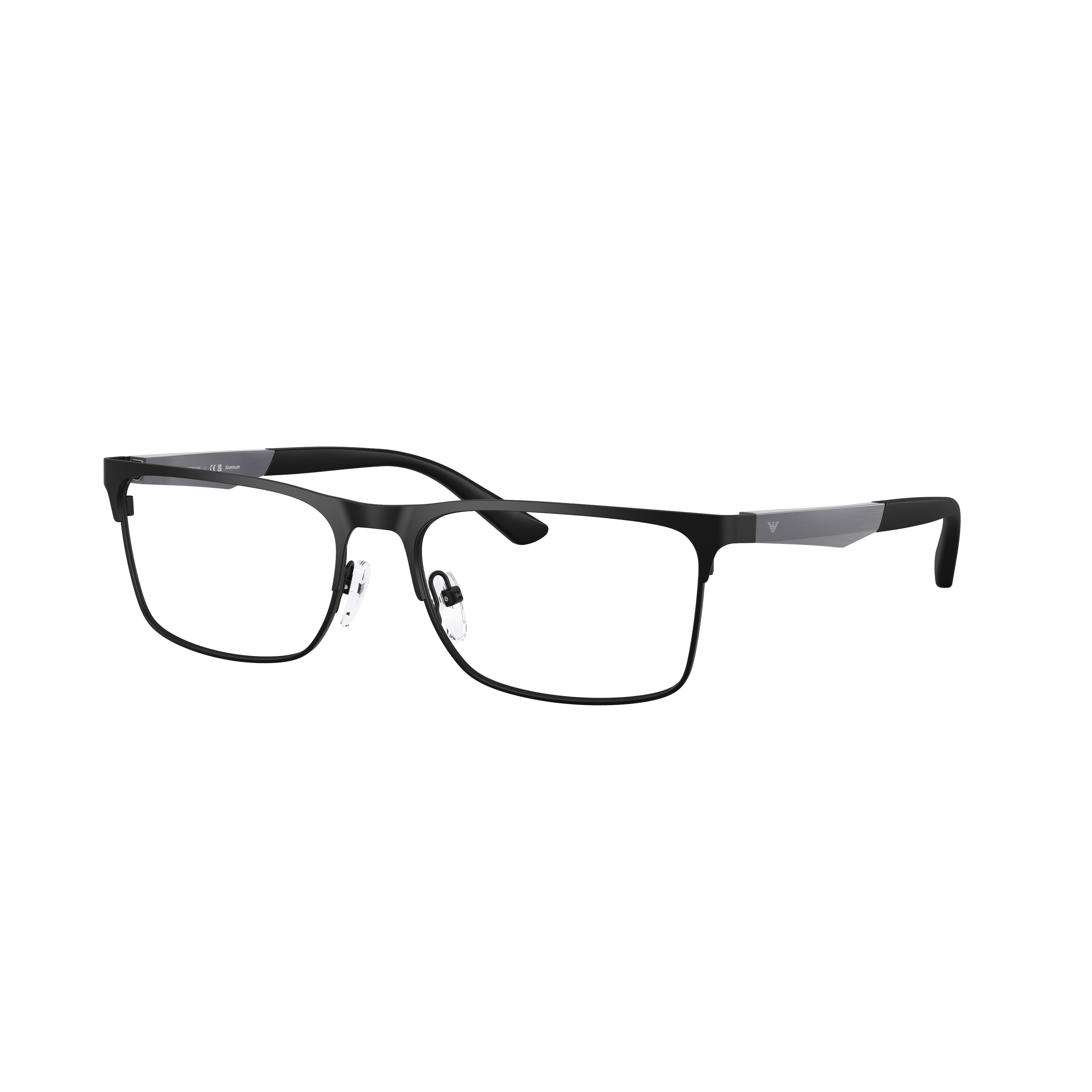 0ea1183 Rectangular Matte Black Metal Eyeglasses with Two-Tone Temples