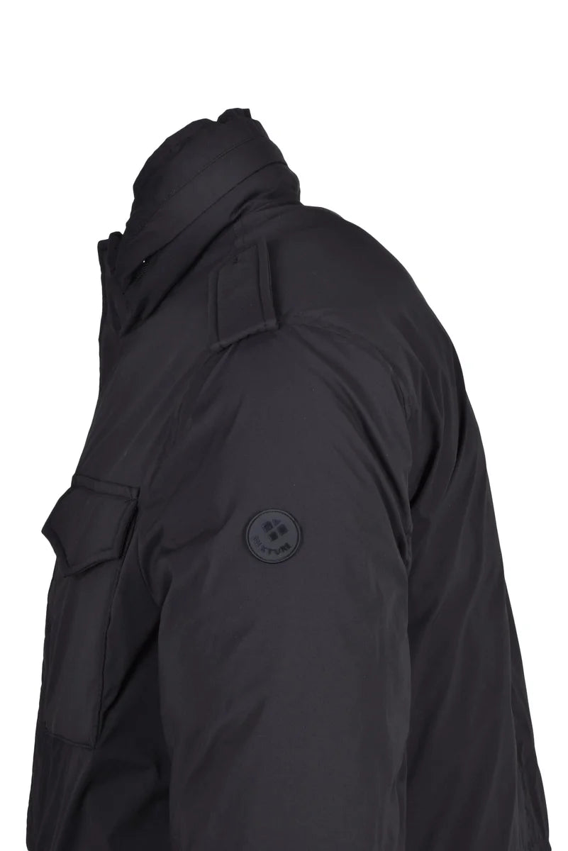 Down Jacket with Removable Hood - Black