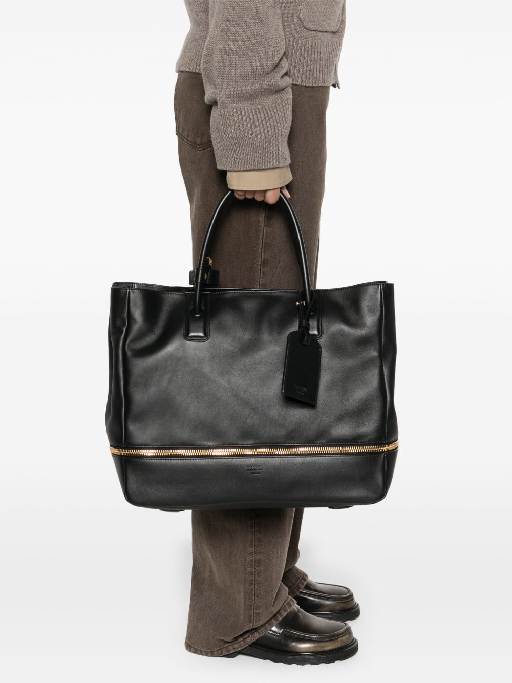 Black Bag with Gold Zipper Detail
