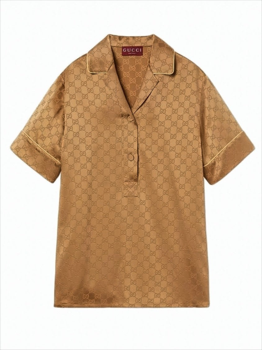 Silky Jacquard Short-Sleeved Shirt