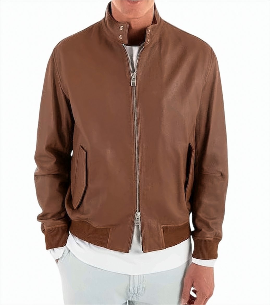 Brown Straight Fit H-Moiner Jacket