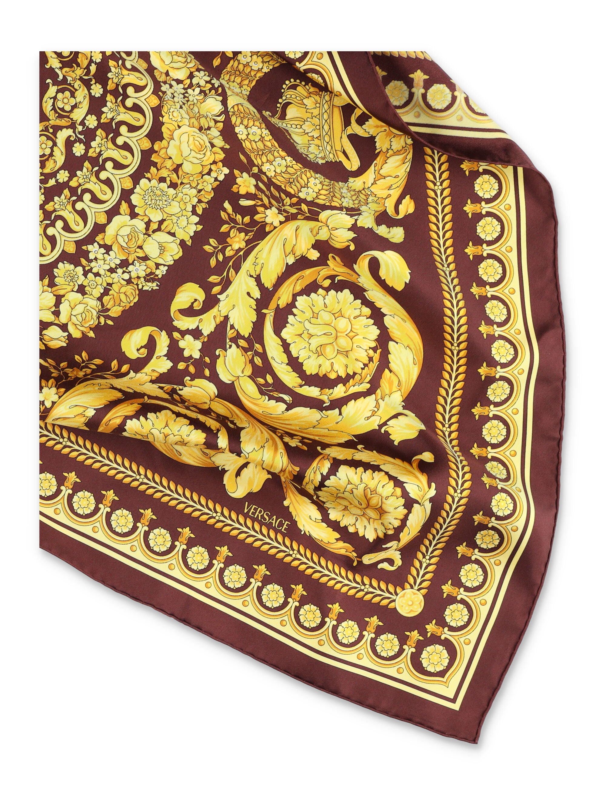 Large Silk Twill Scarf with Barocco Print