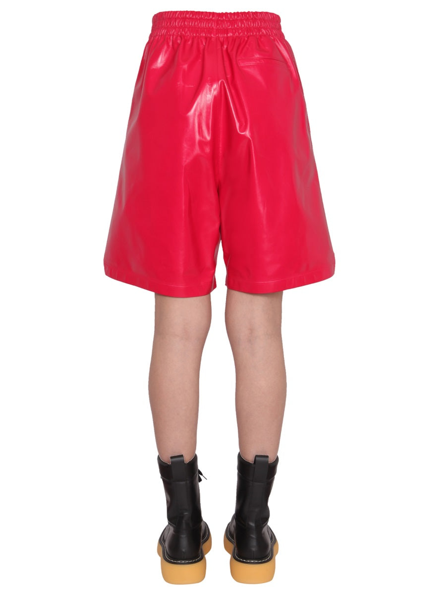 Tailored Black Leather Shorts with Elastic Waistband