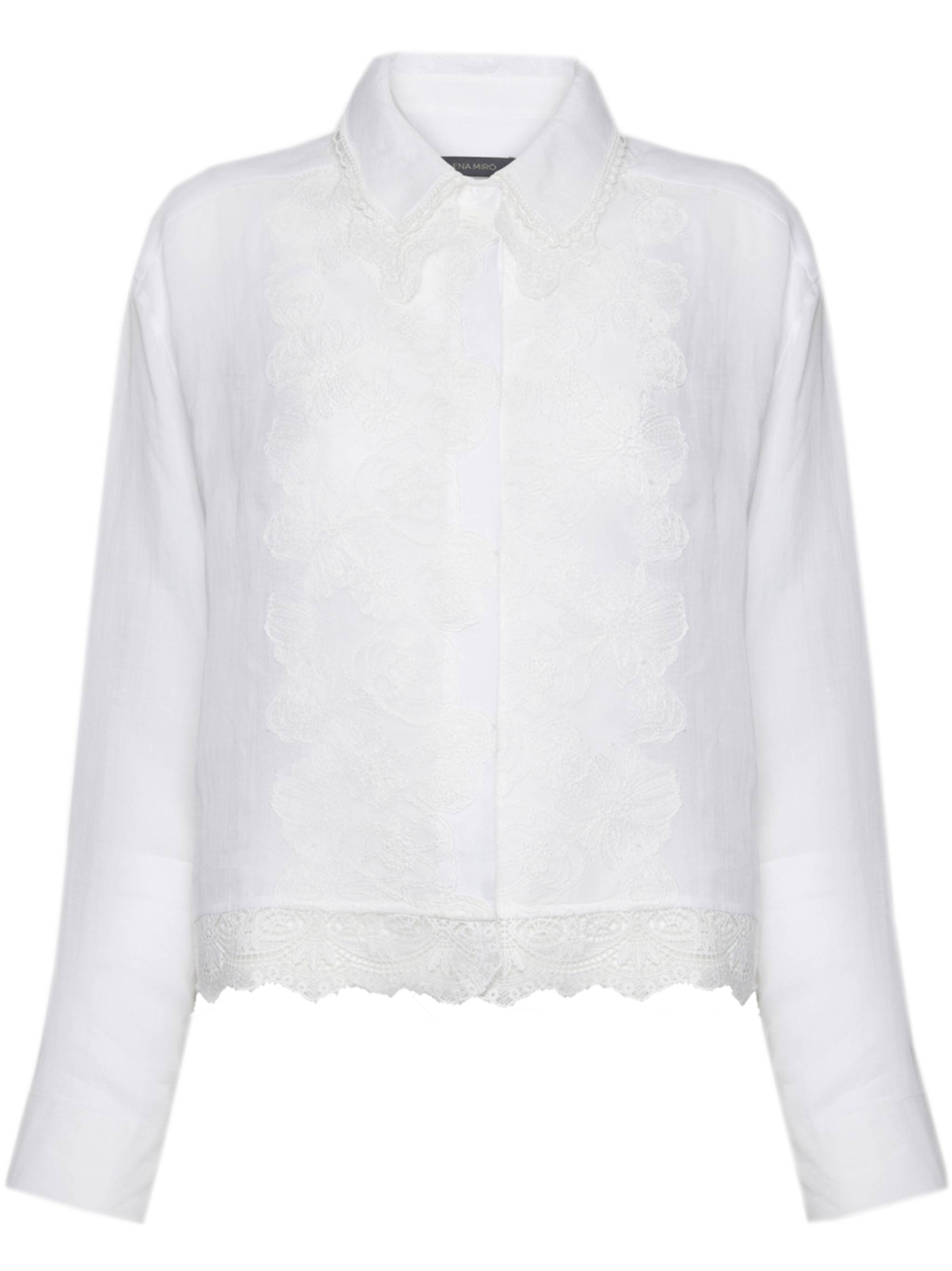 Semi-Sheer White Floral Lace Blouse