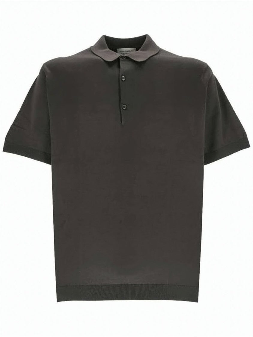 Minimalist Black Cotton Polo Shirt With Classic Collar