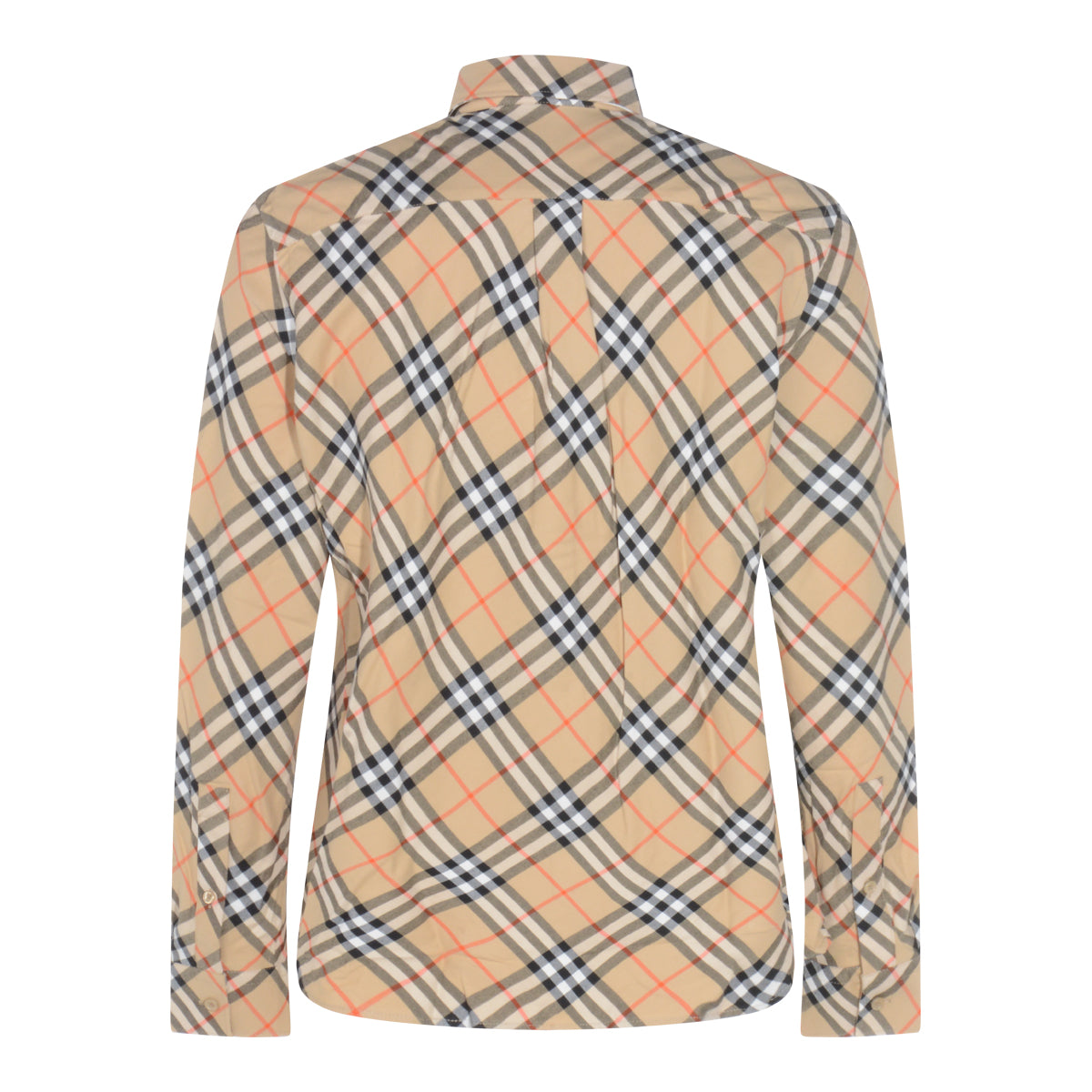 Beige Long-Sleeve Shirt With Burberry Check Pattern