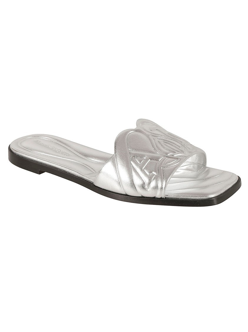 Silver Sandals With Draped Upper