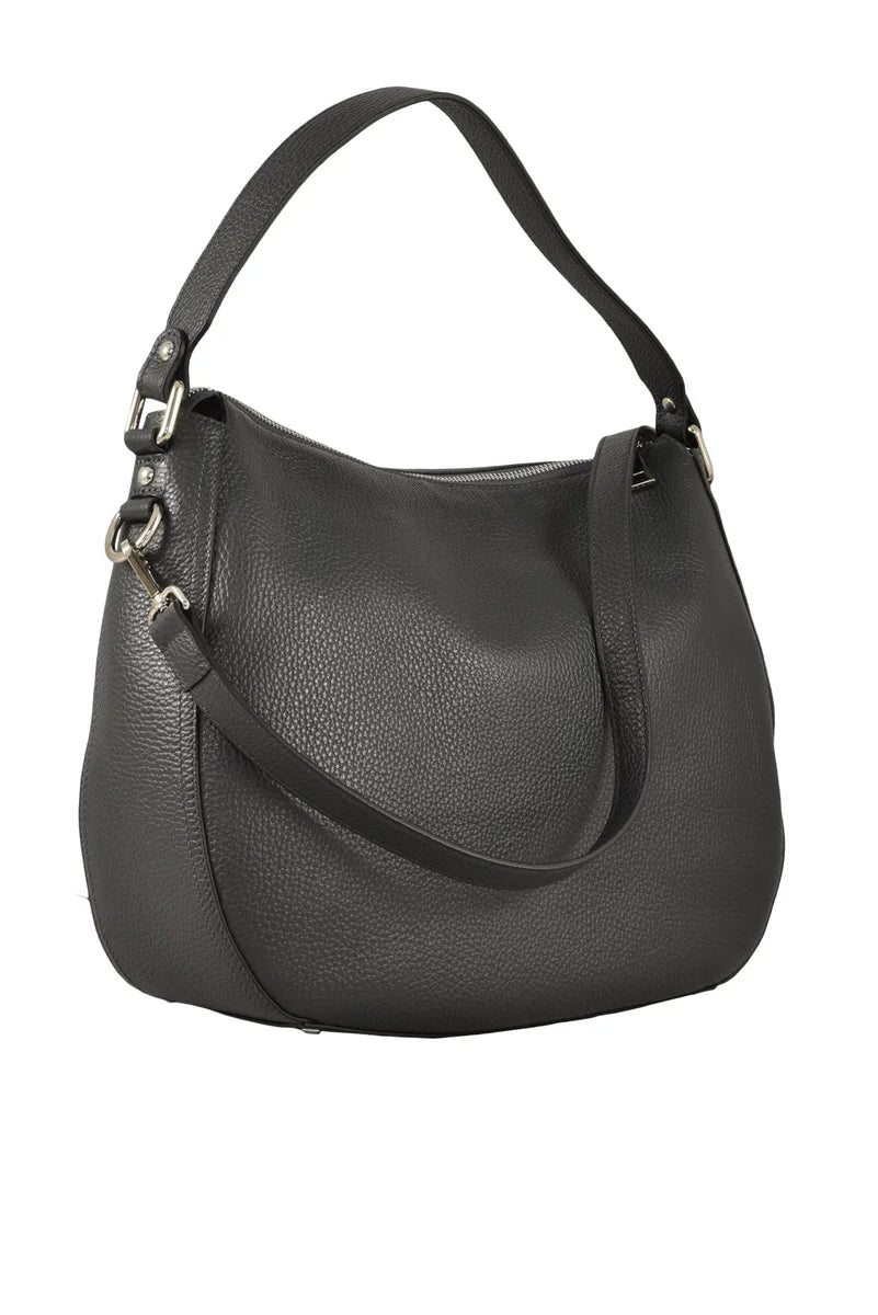 Leather Hobo Bag - Grey