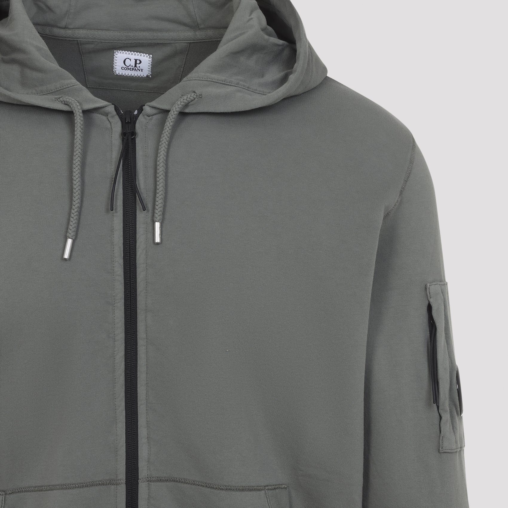 Soft Grey Cotton Sweatshirt With Adjustable Hood