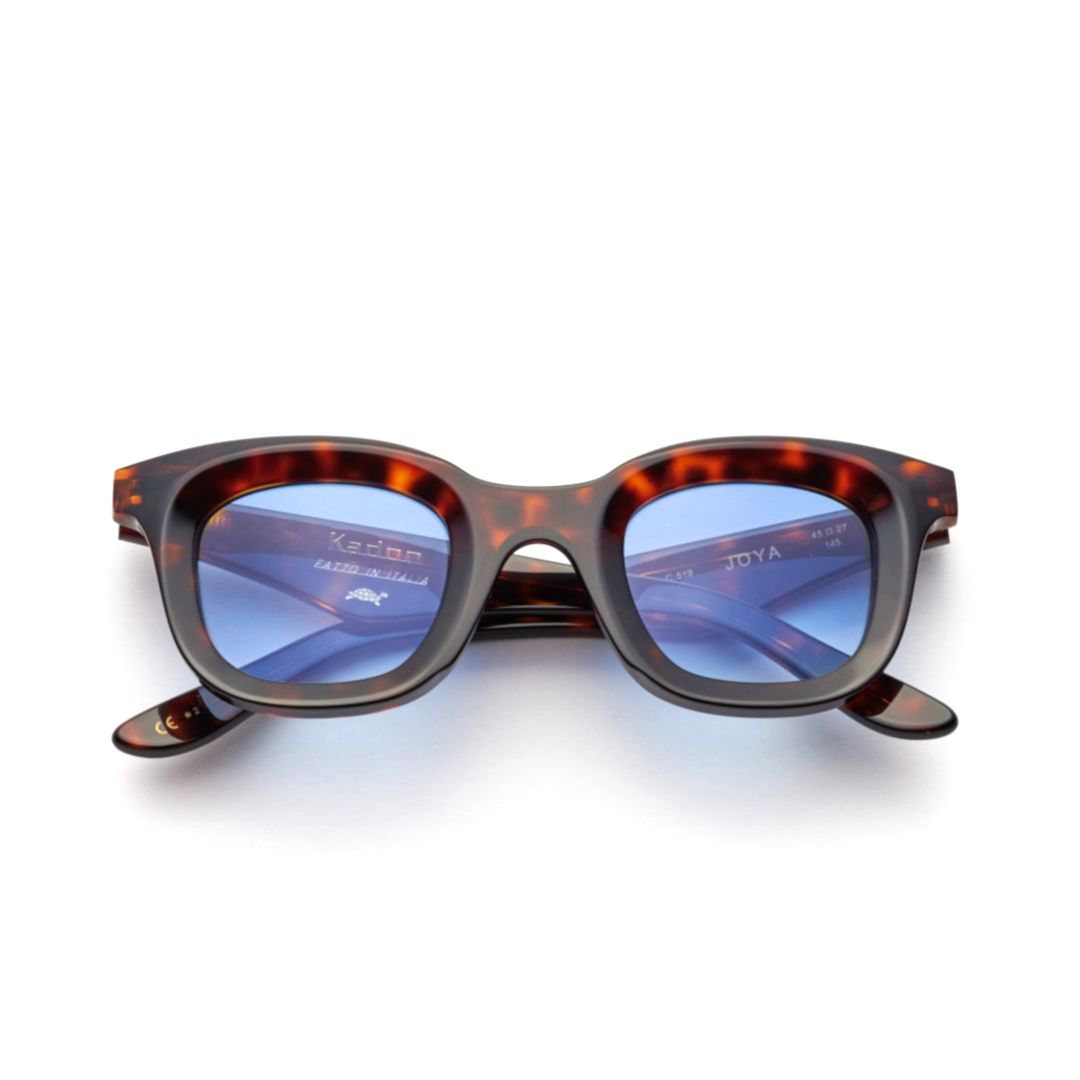 Joya Tortoiseshell Square Frame Sunglasses with Gradient Blue Lenses
