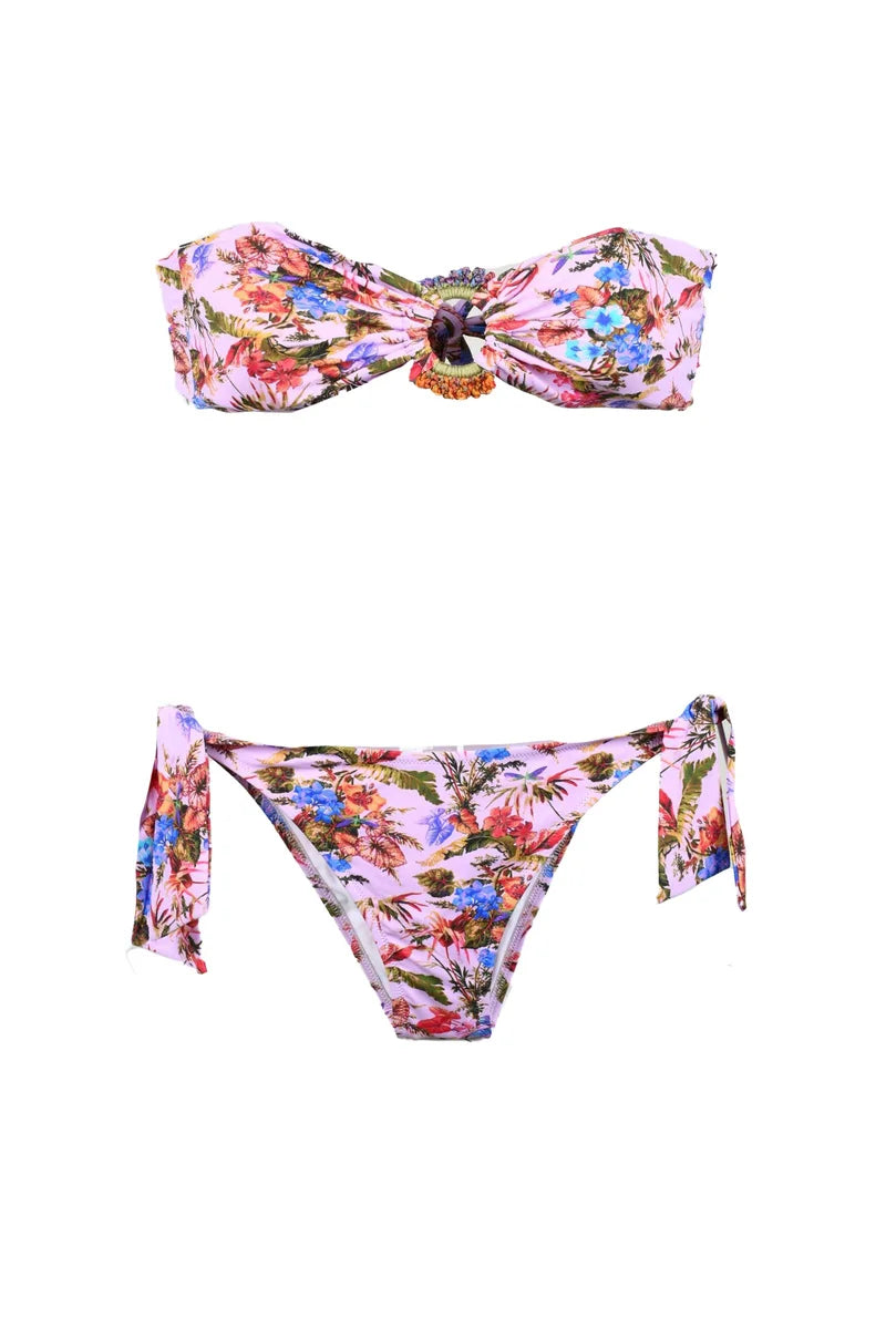 Vibrant Floral Bandeau Two-Piece Anjuna Swimsuit