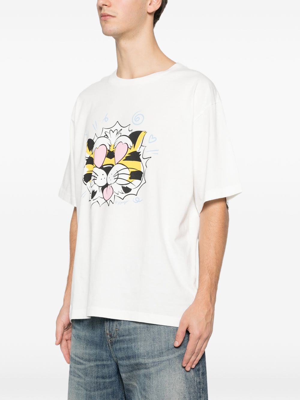 Loose-Fitting Graphic T-Shirt With Cartoon Tiger Design