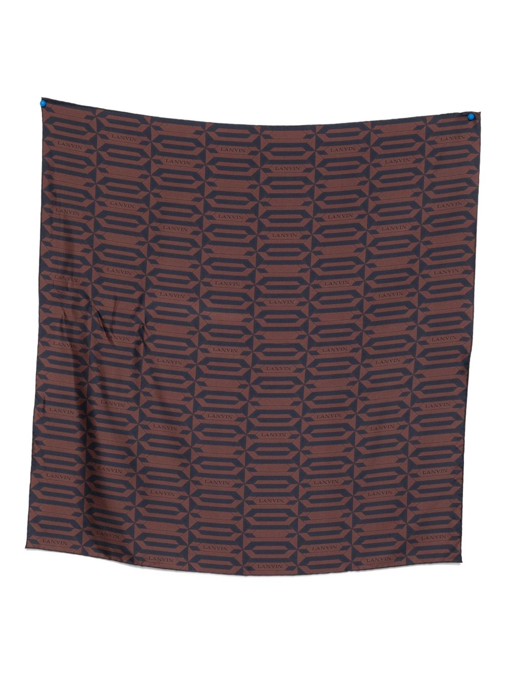 Silk Scarf with Geometric Logo Pattern in Rich Brown