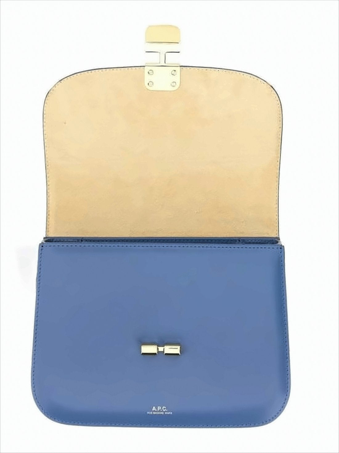 Structured Blue Cowhide Leather Shoulder Bag