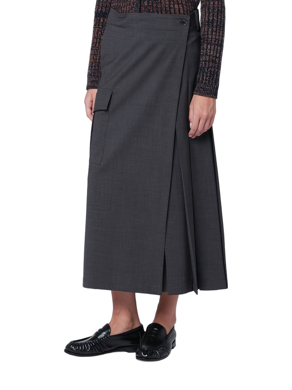 Anthracite Longuette Skirt With Pleated Back