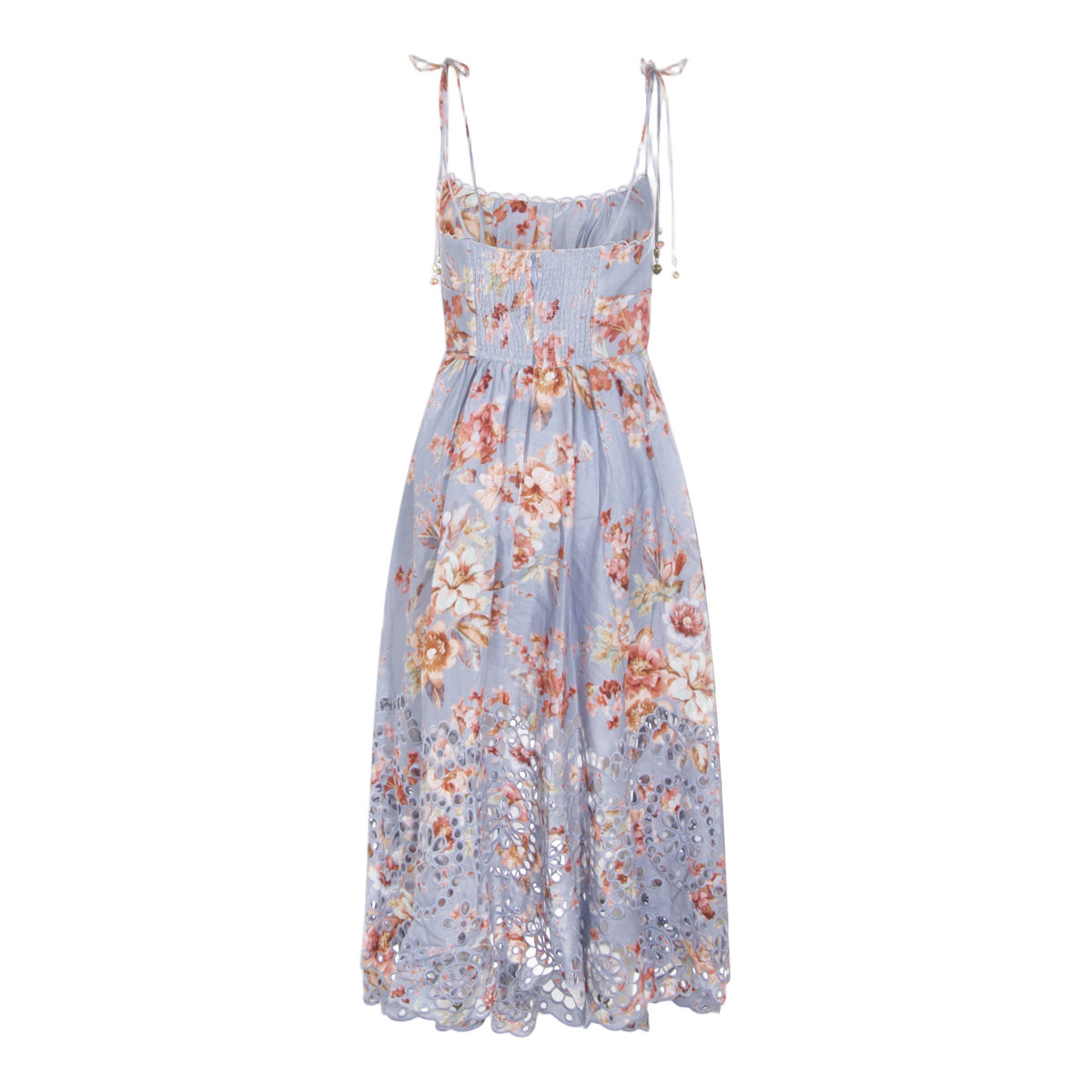 Floral Pattern Blue Midi Dress