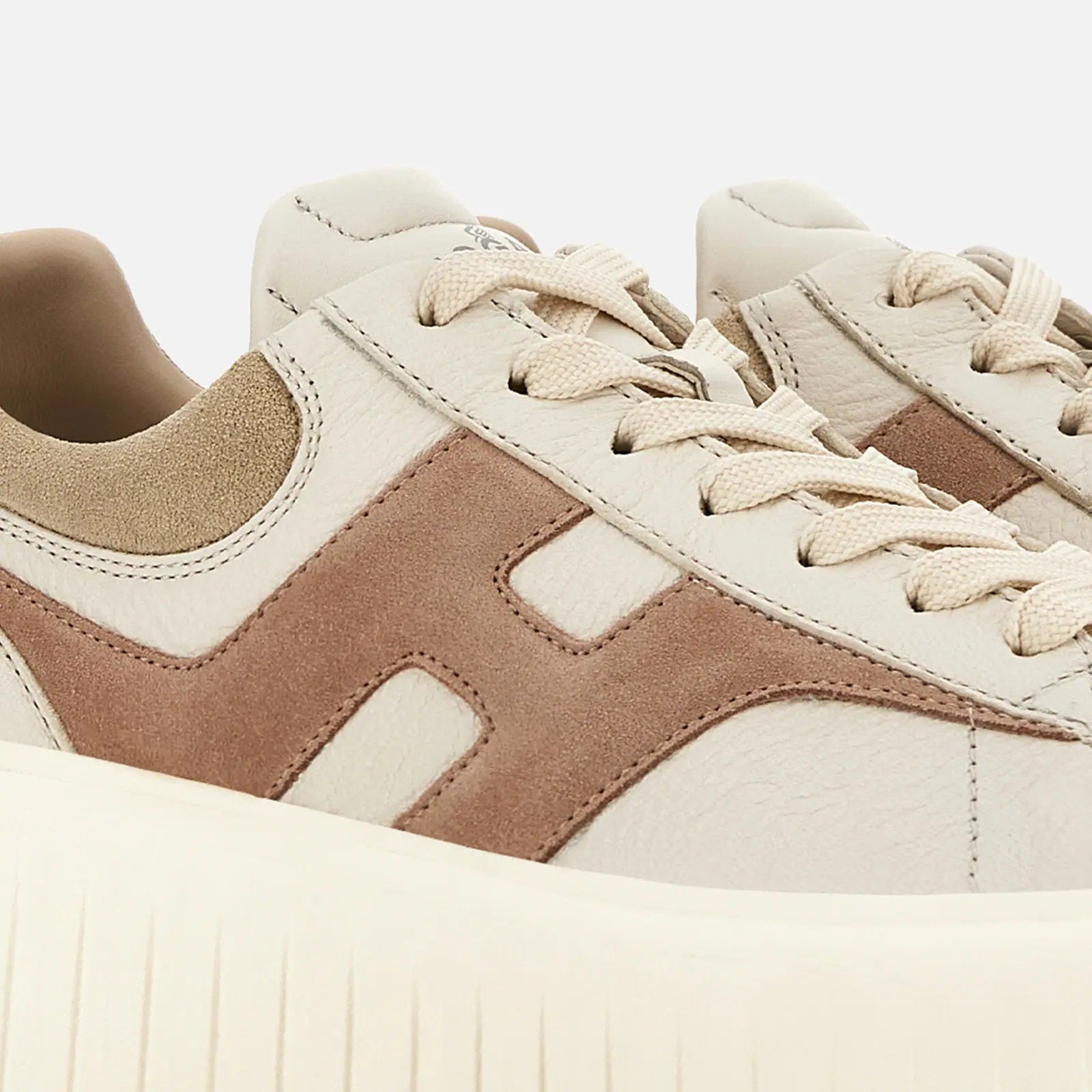 H-Stripes Lace-Up Sneakers in Calfskin and Sheepskin