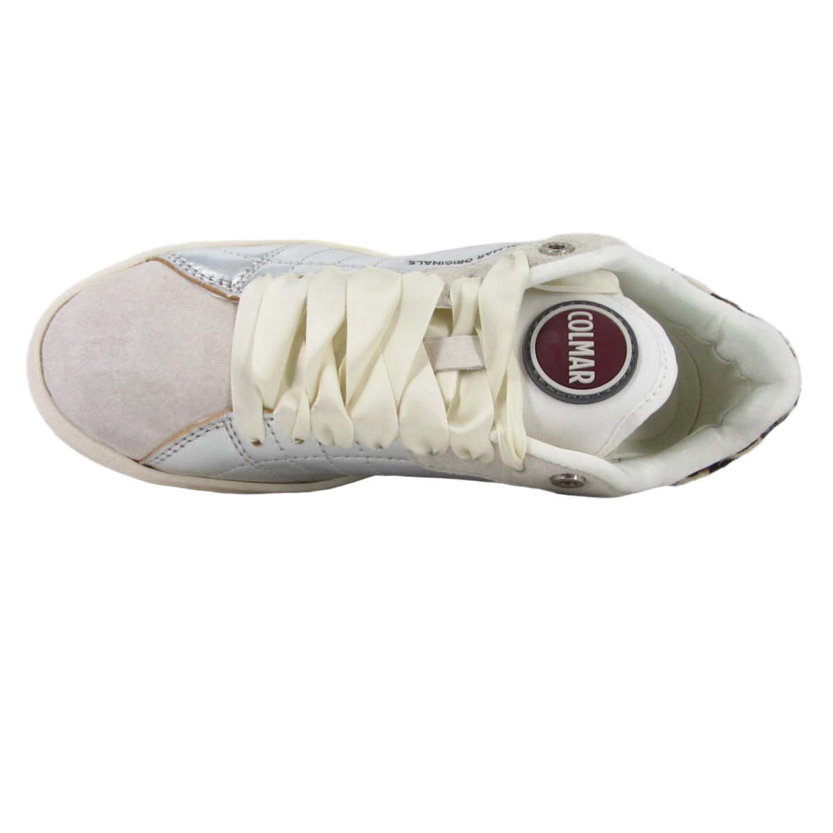 Metallic Silver And Beige Suede Low-Top Shoes