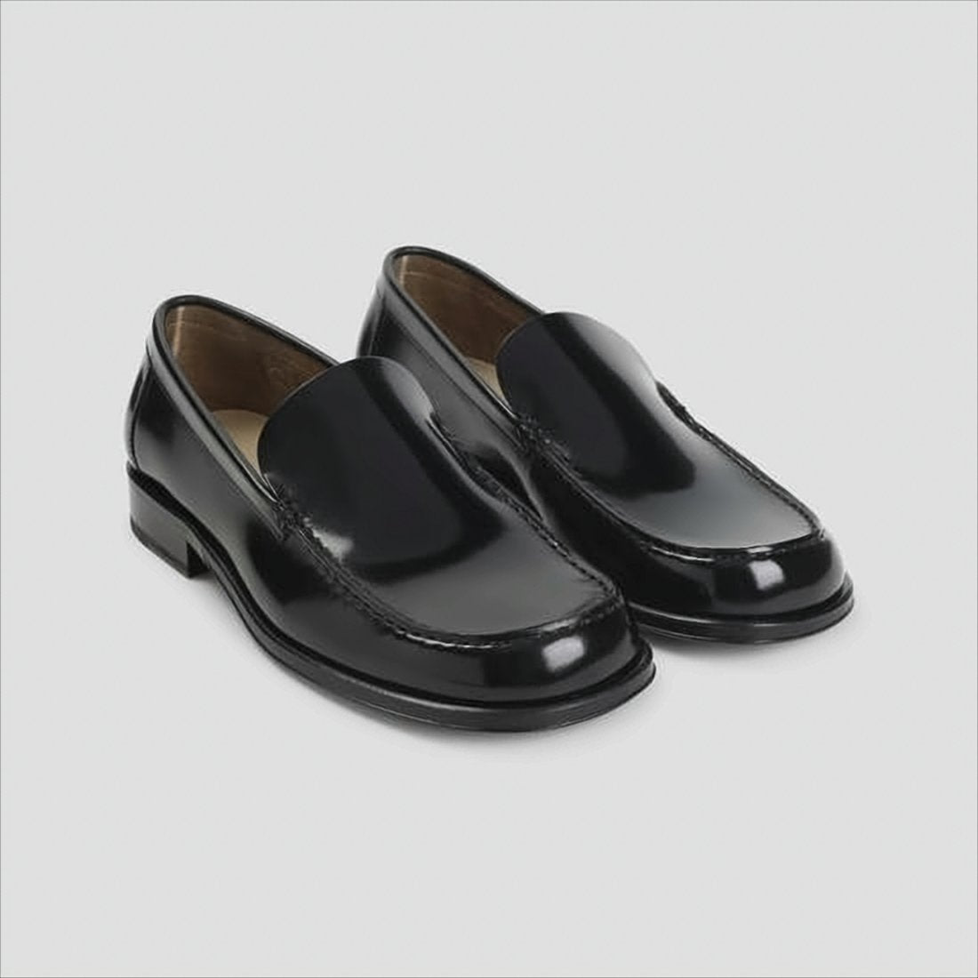 Polished Black Leather Loafers