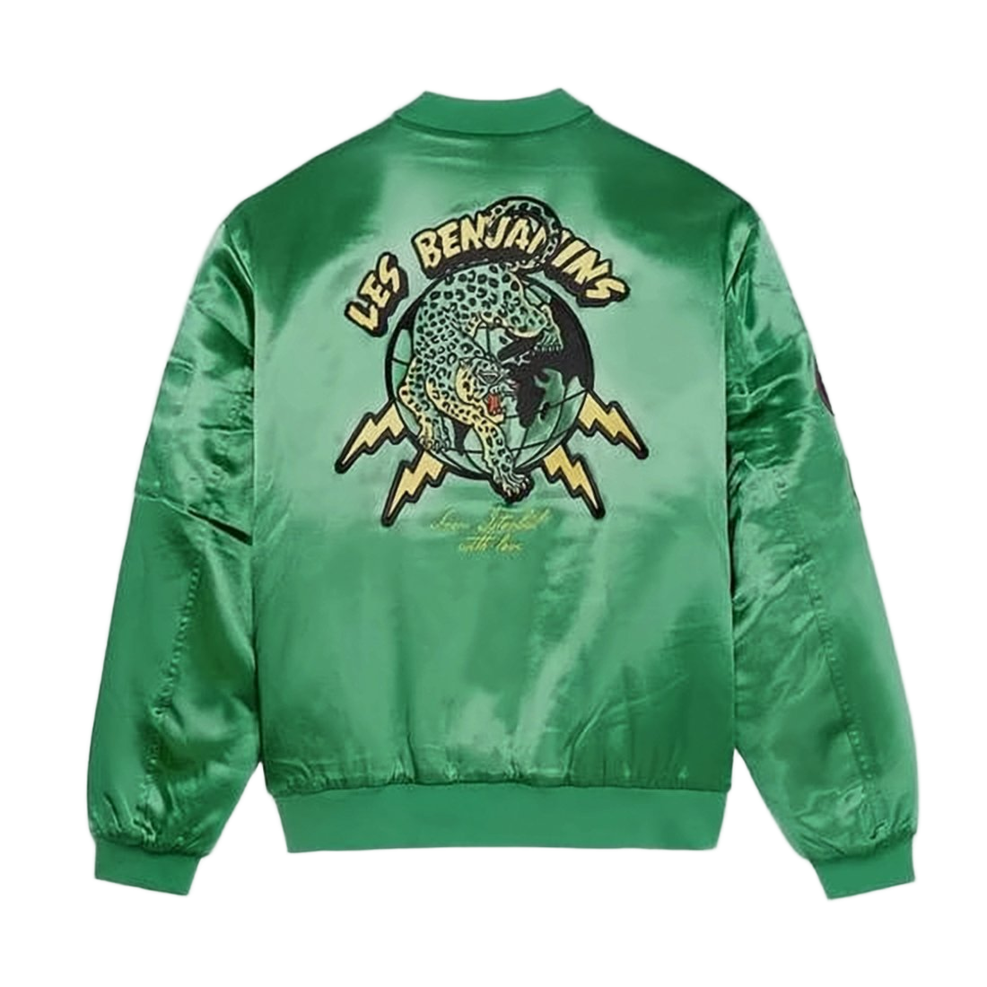 Green Shiny Polyester Bomber Jacket