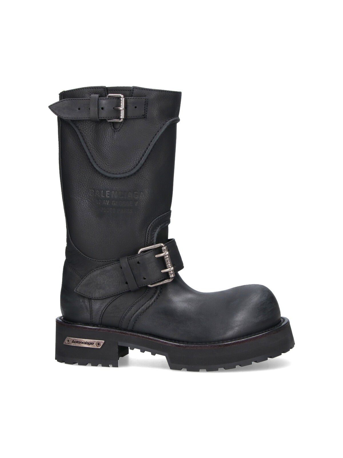 Black Venom Buckles Calf Leather Boots