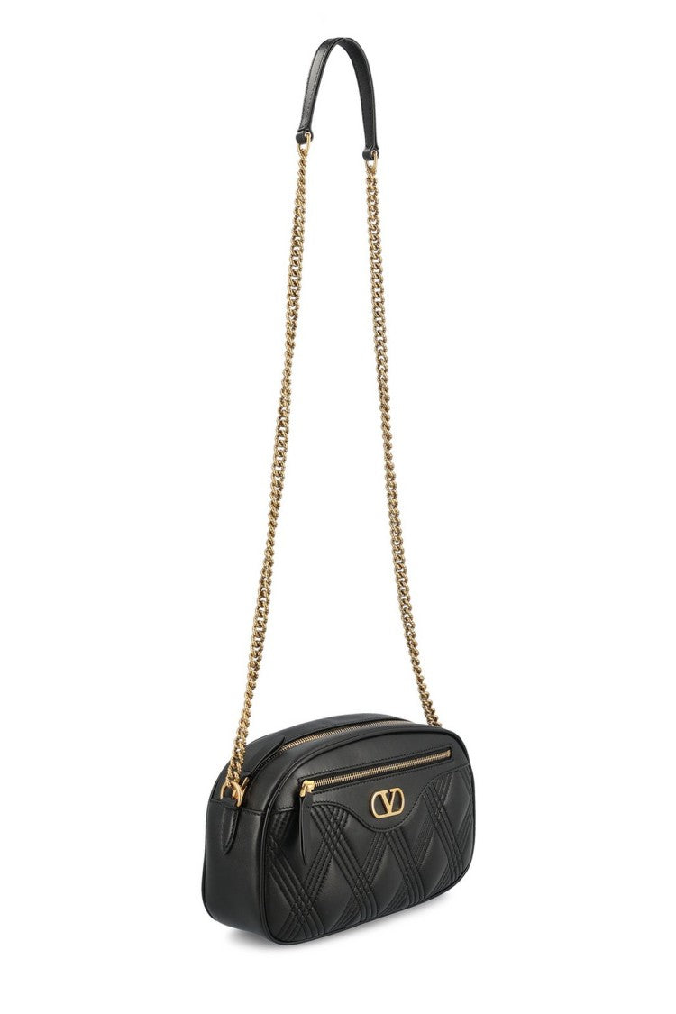 Quilted Lambskin Shoulder Bag with Gold-tone Accents