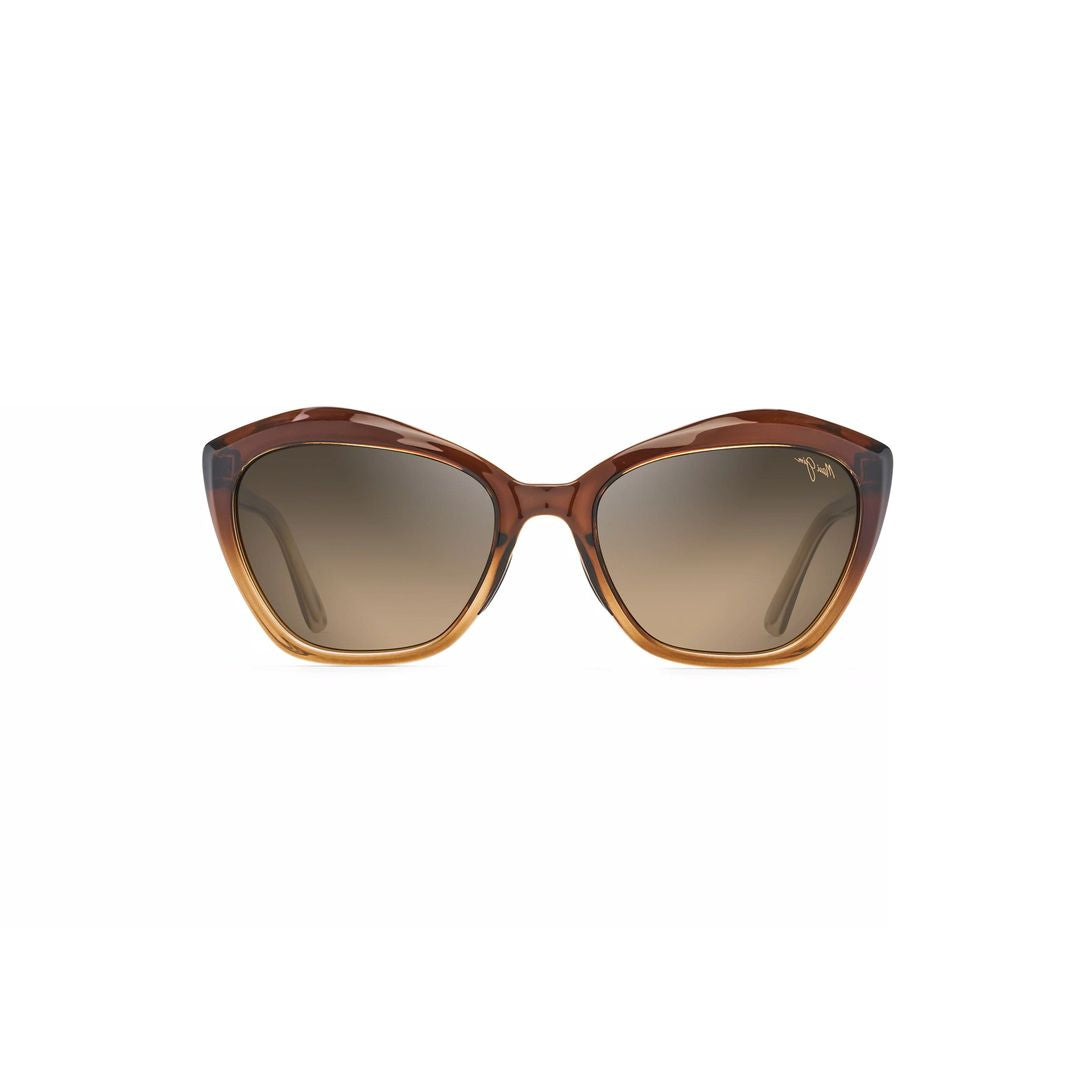 Lotus Gradient Brown Cat-Eye Sunglasses with Slender Arms