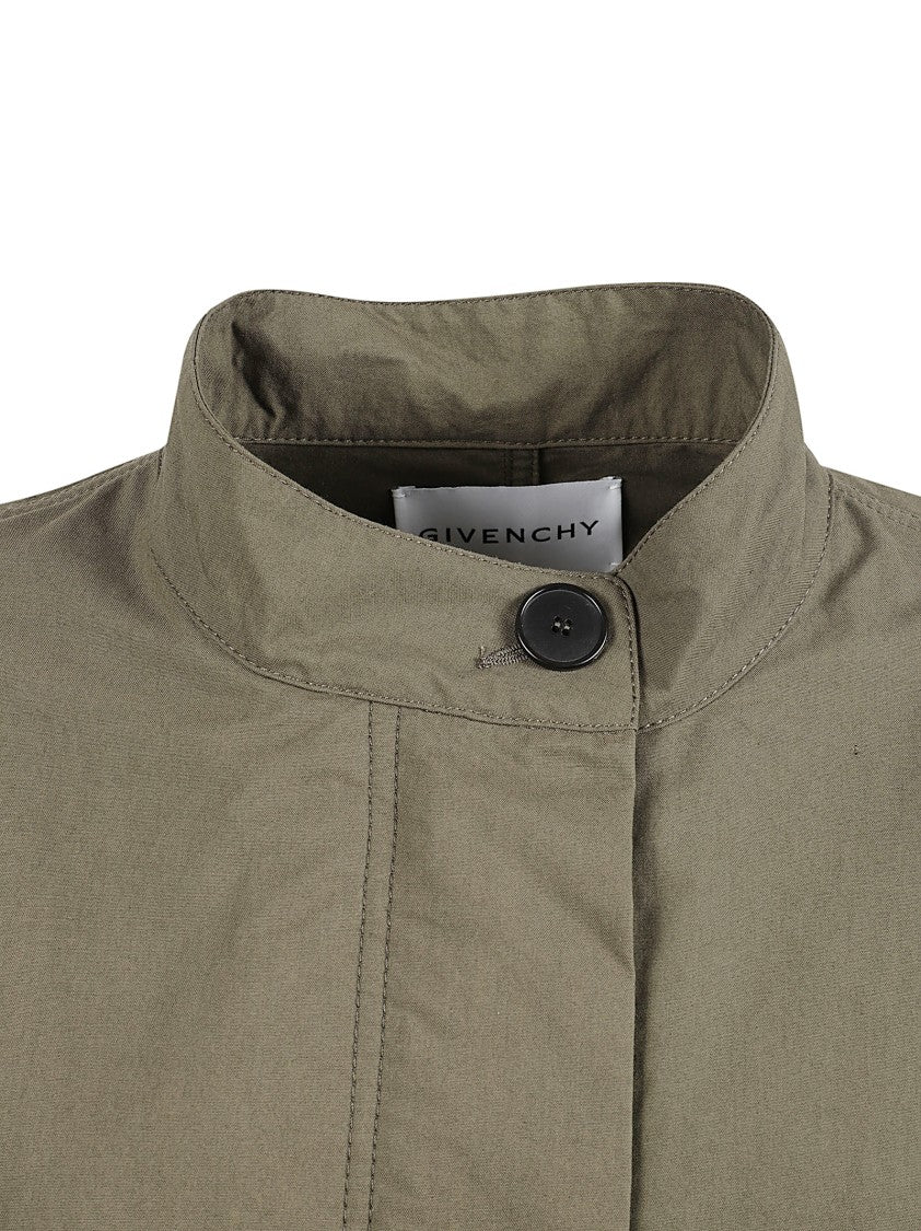 Crinkled Cotton Parka With High Collar
