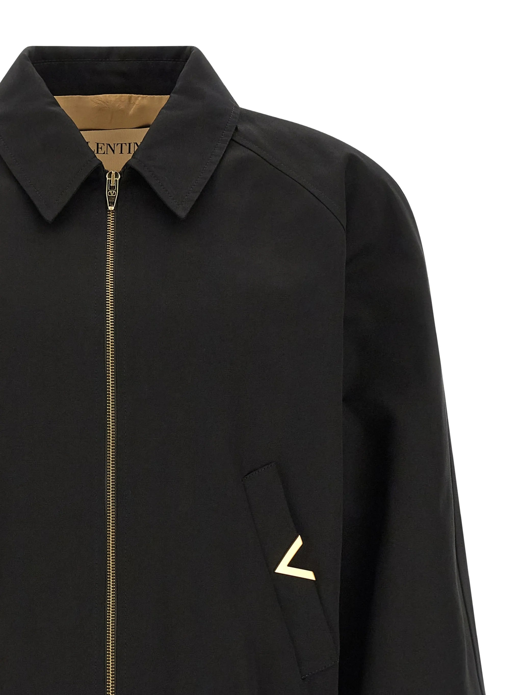Black Vgold Cropped Cotton Jacket