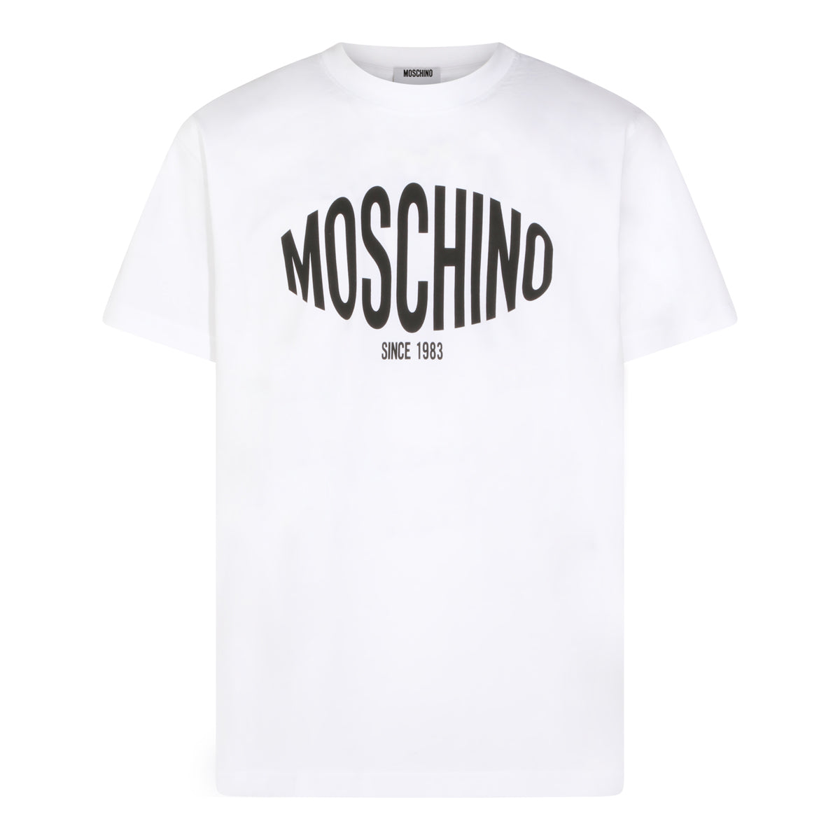 White Short-Sleeve T-Shirt with Bold Arched Print