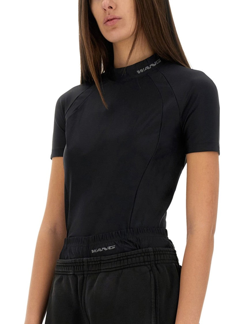 Fitted Black T-Shirt With Logo Details