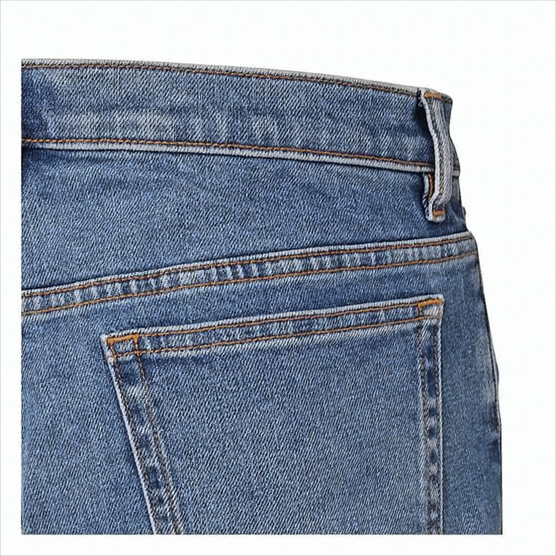 Mid-Rise Straight-Leg Denim Pants